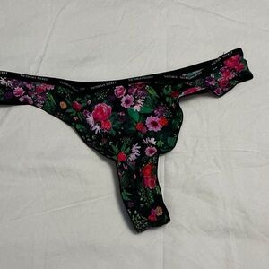 Victoria's Secret satin Black Floral Panty